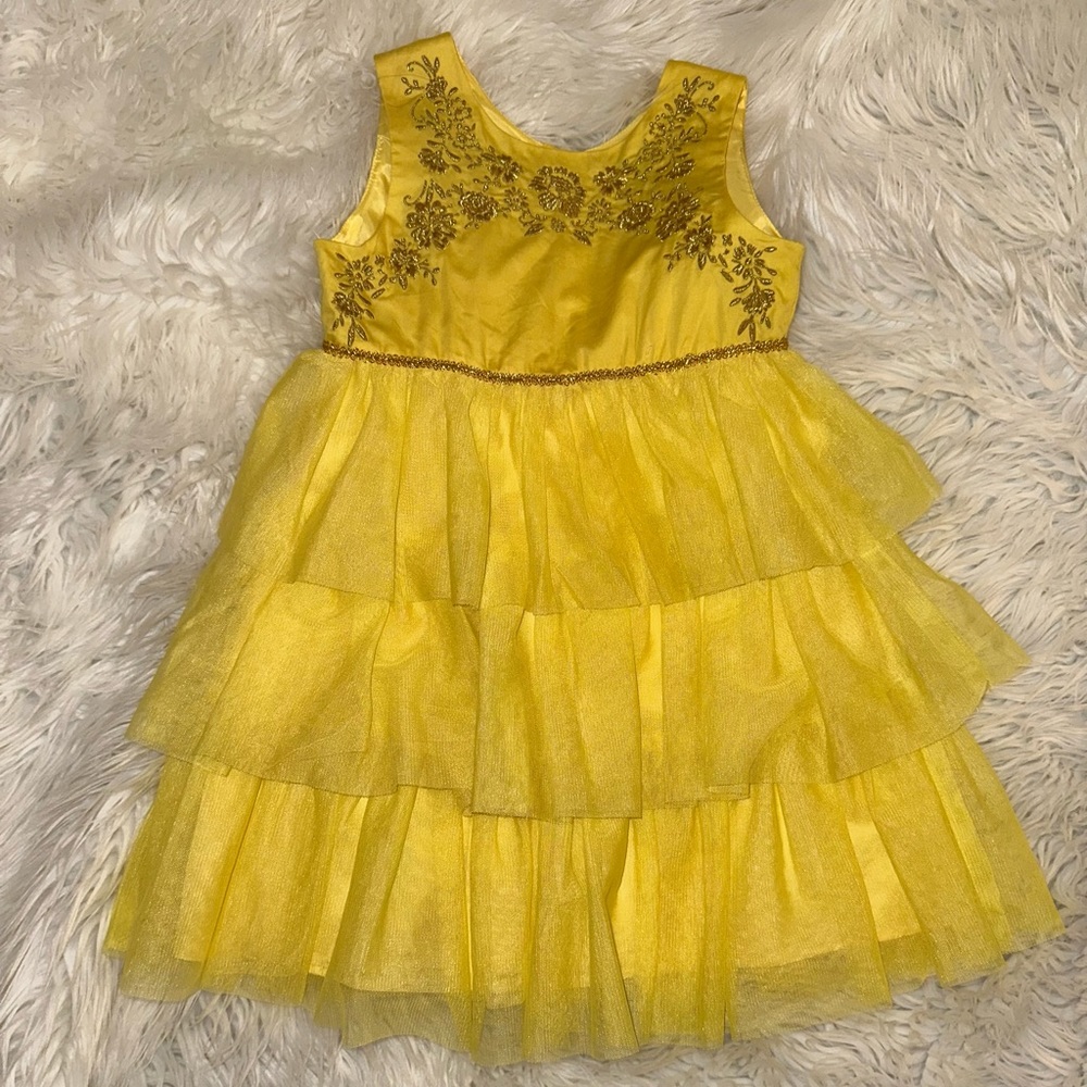 Disney Beauty and The Beast Dress with gold embroidered detail